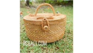 cosmetic circle design smal bags ata grass handwoven bali style